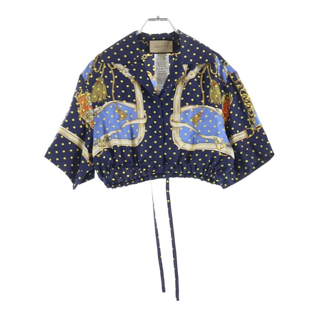 GUCCI(グッチ) サイズ:38 短丈 ZANUR シルクシャツ ネイビー #38 744796【新古品/中古】【程度S】【カラーネイビー】【オンライン限定商品】|ブランド買取・販売 BRING
