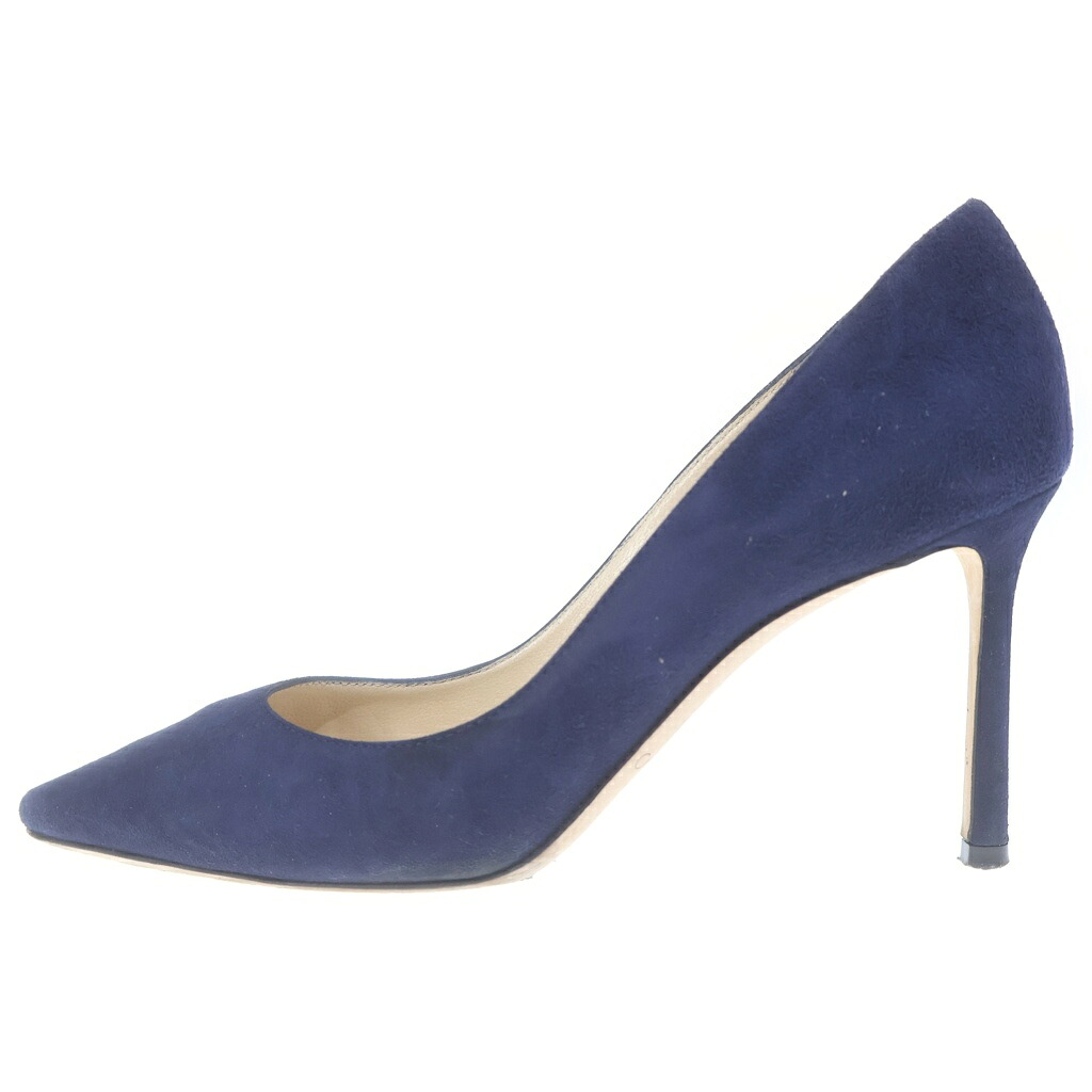 JIMMY CHOO(ジミーチュウ) サイズ:37 スエードレザー ヒール パンプス シューズ ネイビー レディース【中古】【程度B】【カラーネイビー】【オンライン限定商品】｜ブランド買取・販売　BRING