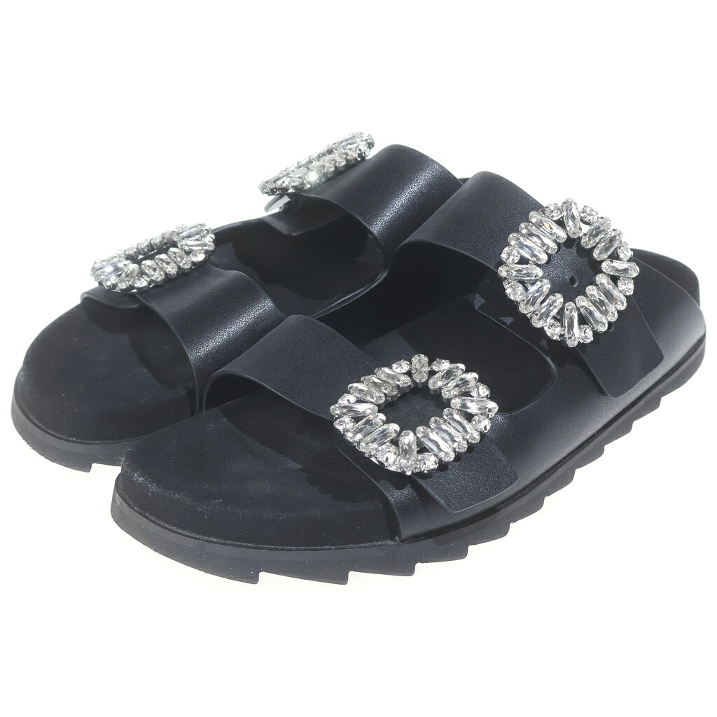 Roger Vivier(ロジェヴィヴィエ) スライディーヴィヴィ レザーサンダル ブラック【中古】【程度B】【カラーブラック】【オンライン限定商品】|ブランド買取・販売 BRING