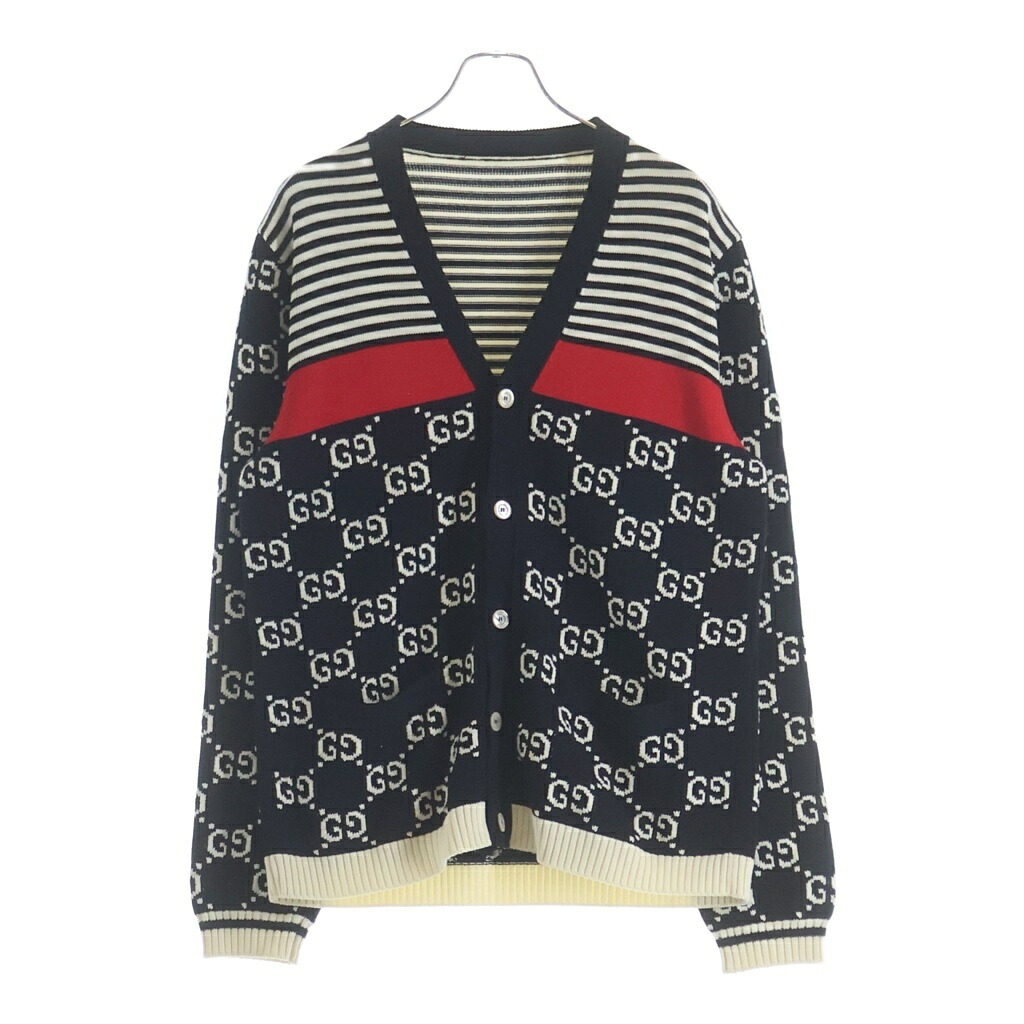 GUCCI(グッチ) GGジャガード コットンカーディガン 総柄 ブラック 523048【中古】【程度B】【カラーブラック】【オンライン限定商品】|ブランド買取・販売 BRING