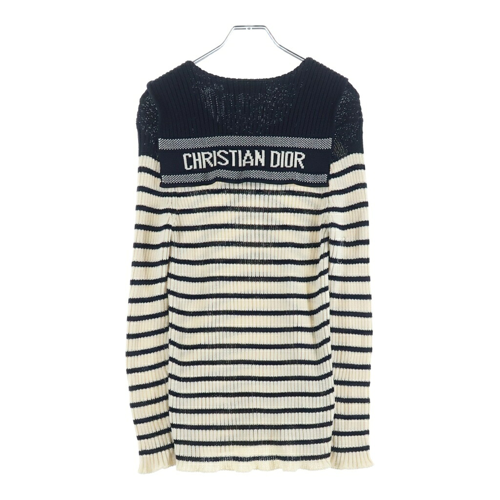 Christian Dior(クリスチャンディオール) サイズ:40 セーラーカラーボーダーニット アイボリー&times;ネイビー #40 214S27AM731【中古】【程度B】【カラーホワイト】【オンライン限定商品】｜ブランド買取・販売　BRING