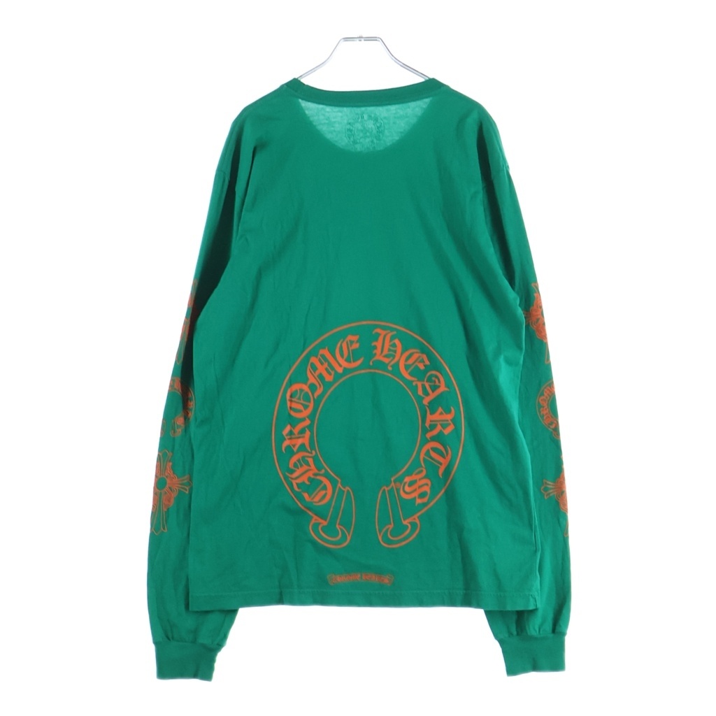 CHROME HEARTS(クロムハーツ) サイズ:L CH L/S 袖CHクロス バックホースシュープリント 長袖Tシャツ【新古品/中古】【程度S】【カラーグリーン】【取扱店舗OneStyle新宿店】｜ブランド買取・販売　BRING