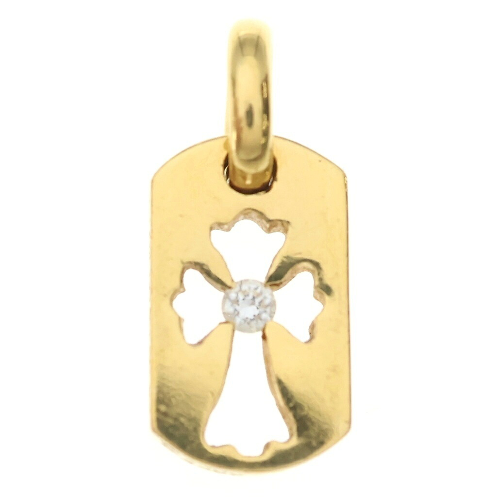 CHROME HEARTS(クロムハーツ) 22K DT TNY CO CRS 1DIA タイニーカットアウトクロス ドッグタグ 1ダイヤ ペンダントトップ ゴールド BCA039【中古】【程度B】【カラーゴールド】【取扱店舗OneStyle新宿店】|ブランド買取・販売 BRING