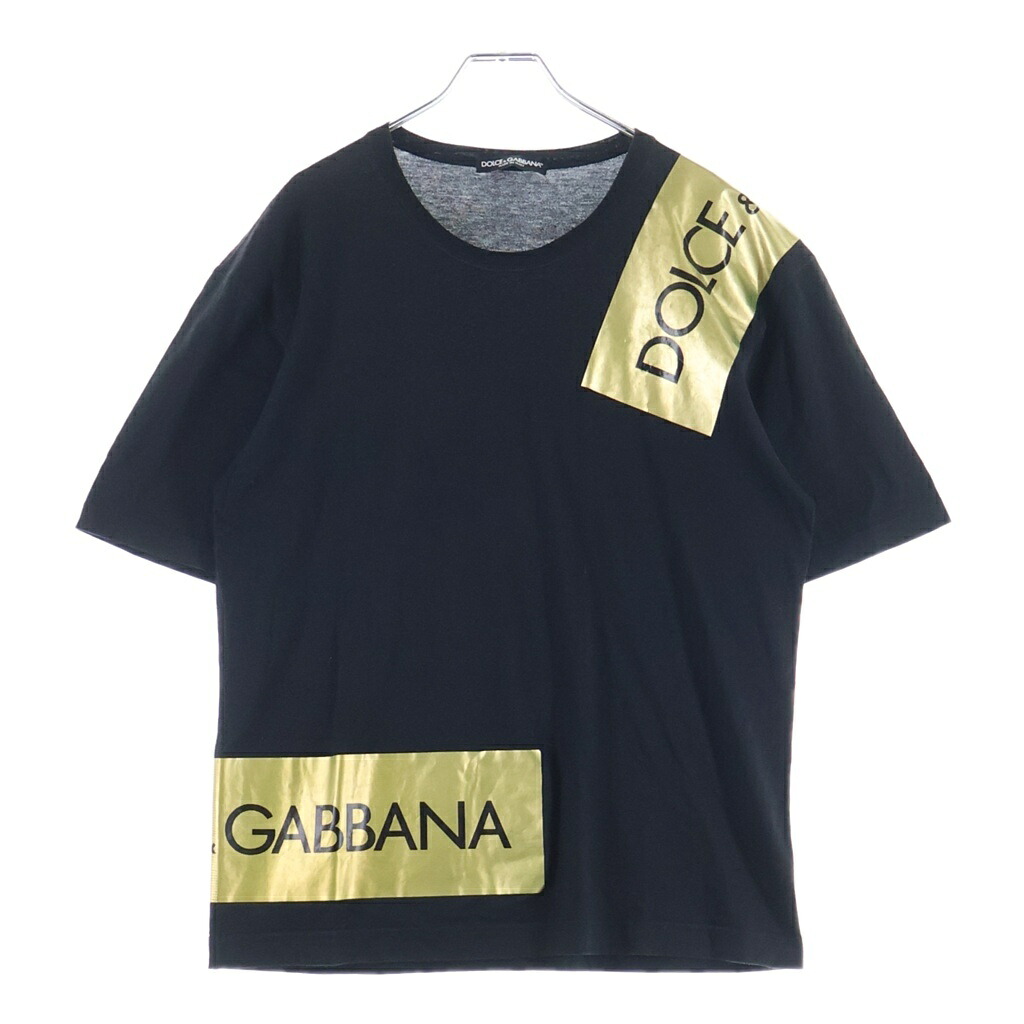 DOLCE & GABBANA(ドルチェアンドガッバーナ) サイズ:46 LOGO TAPE ロゴテープ クルーネック カットソー 半袖Tシャツ ブラック【中古】【程度B】【カラーブラック】【取扱店舗渋谷】｜ブランド買取・販売　BRING