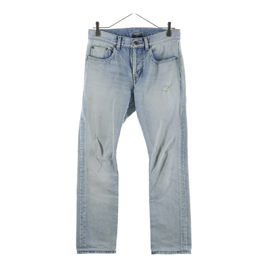 SAINT LAURENT PARIS(サンローランパリ) サイズ:26 ボタンフライ ローウエスト スリムデニムパンツ インディゴ 597052【中古】【程度B】【カラーブルー】【取扱店舗新宿】|ブランド買取・販売 BRING