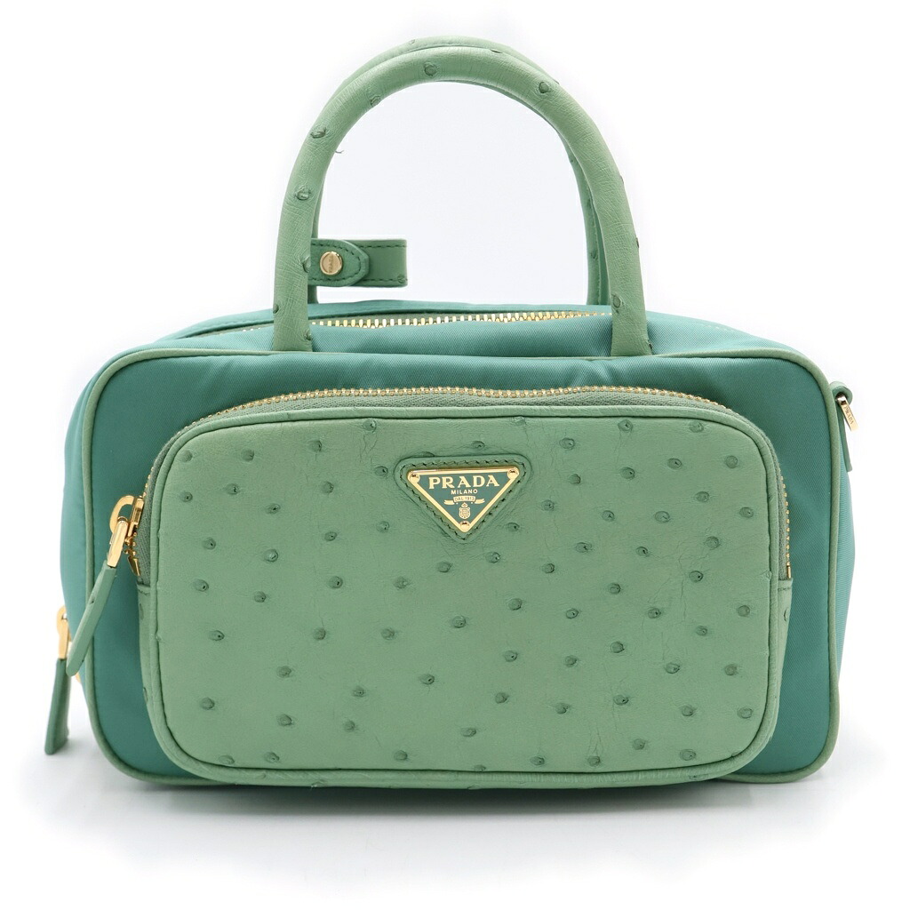 PRADA(プラダ) 2WAYハンドバッグ ショルダーバッグ ライトグリーン テスートナイロン× 1BB106 ゴールド金具【中古】【程度A】【カラーグリーン】【取扱店舗新宿】|ブランド買取・販売 BRING