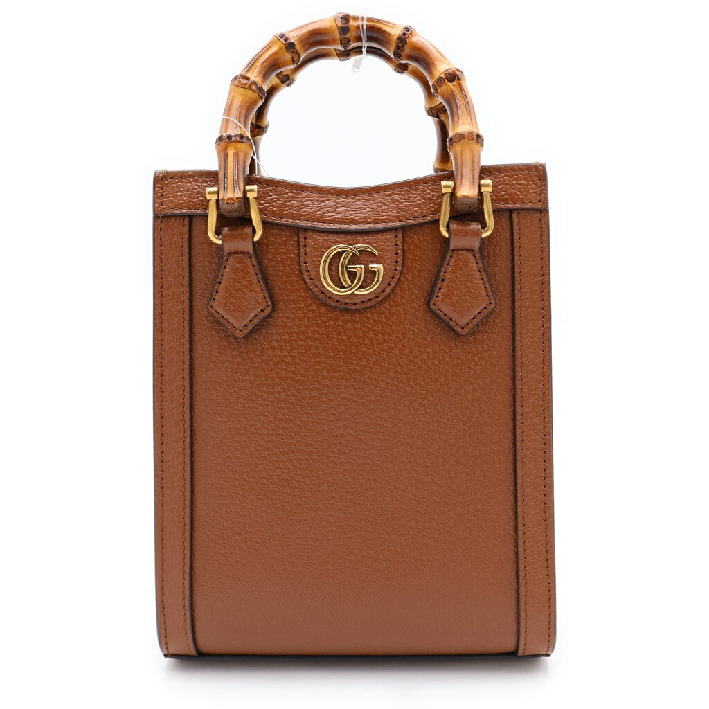 GUCCI(グッチ) ダイアナ ミニ 2WAYショルダーバッグ ミニハンドバッグ ブラウン レザー 739079 ゴールド金具【中古】【程度A】【カラーブラウン】【取扱店舗BRING心斎橋店】｜ブランド買取・販売　BRING