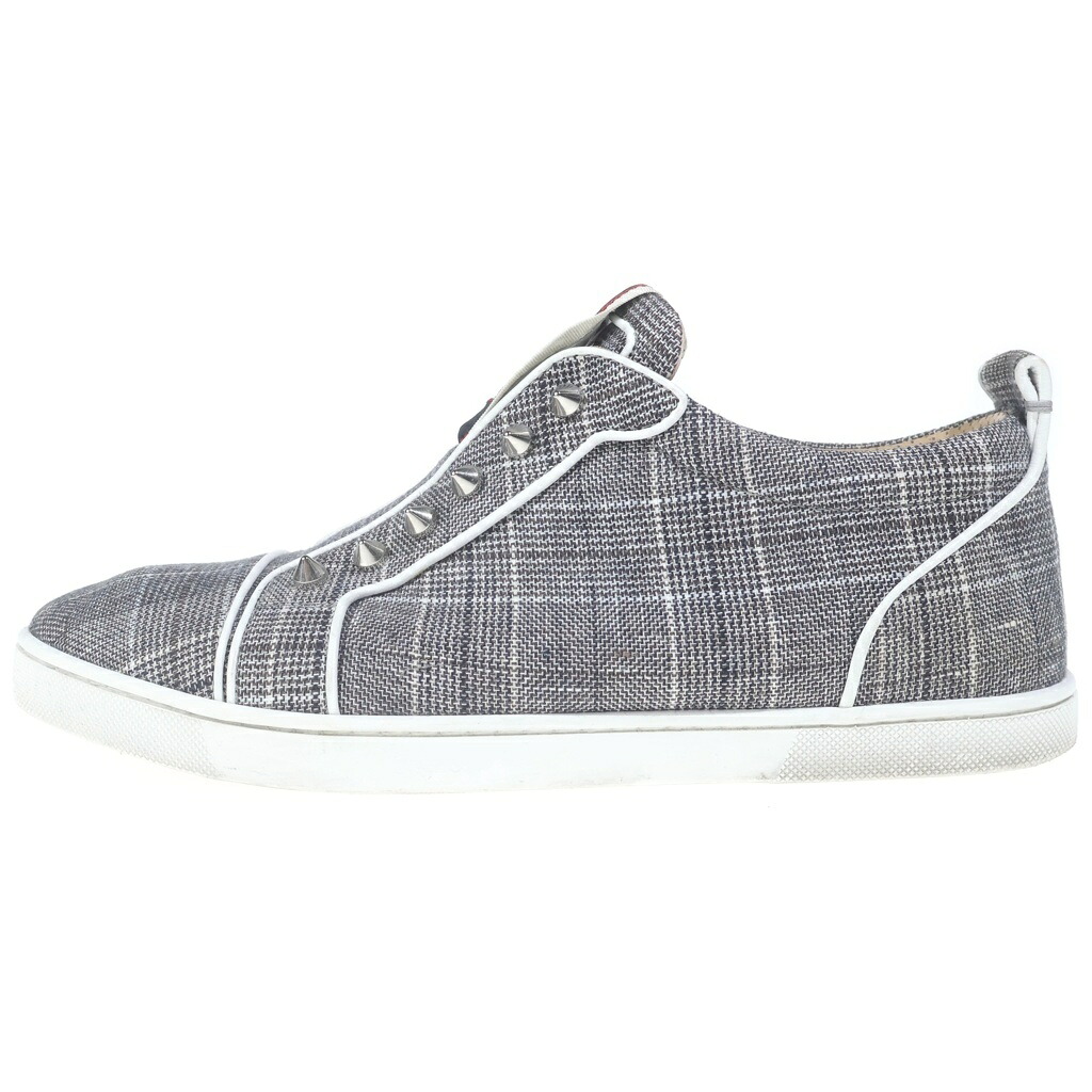 CHRISTIAN LOUBOUTIN(クリスチャンルブタン) サイズ:41 スタッズ ローカットスニーカー スリッポン グレンチェック #41【中古】【程度B】【カラーグレー】【オンライン限定商品】｜ブランド買取・販売　BRING
