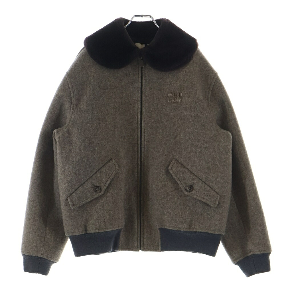 miumiu(ミュウミュウ) サイズ:42 25AW SHETLAND PADDED BLOUSON シェットランド 裏地キルティング ウールジップアップブルゾン ブラウン ML1363【新古品/中古】【程度S】【カラーブラウン】【オンライン限定商品】｜ブランド買取・販売　BRING