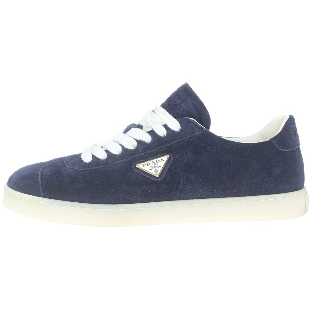 PRADA(プラダ) サイズ:7 1/2 LANE レーン トライアングルロゴプレート スウェードローカットスニーカー ネイビー 2EE394【中古】【程度B】【カラーネイビー】【取扱店舗新宿】｜ブランド買取・販売　BRING