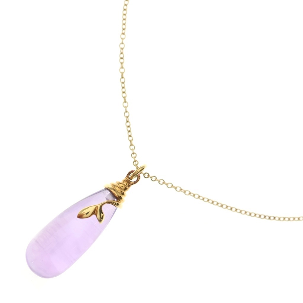TIFFANY & Co.(ティファニー) パロマピカソ オリーブリーフ アメジスト ネックレス ペンダント チェーン イエローゴールド&times;パープル Au750YG【中古】【程度B】【カラーゴールド】【取扱店舗BRING京都河原町店】｜ブランド買取・販売　BRING