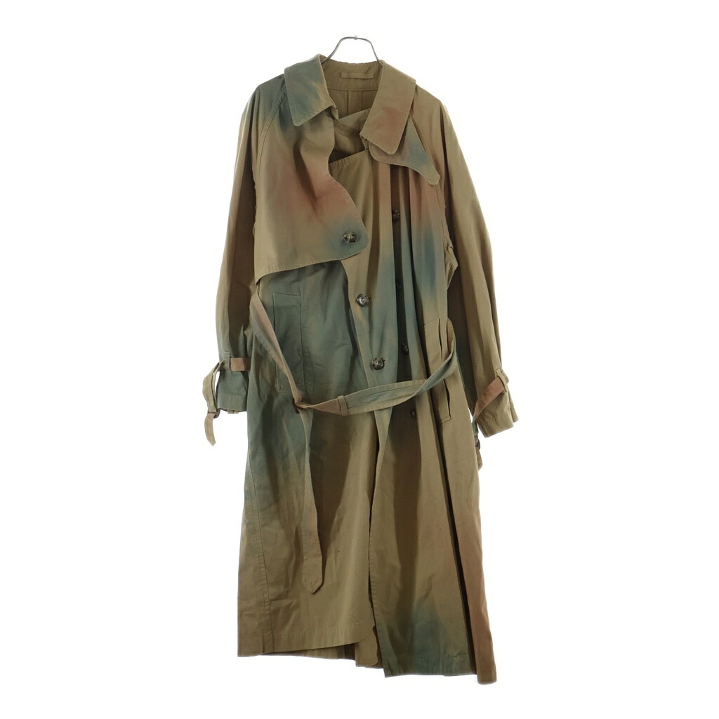 YOKE(ヨーク) サイズ:2 23SS SPRAY PRINTED TRENCH COAT スプレー加工 ペイント トレンチコート ベージュ/ブルー YK23SS0438C【中古】【程度B】【カラーベージュ】【オンライン限定商品】｜ブランド買取・販売　BRING
