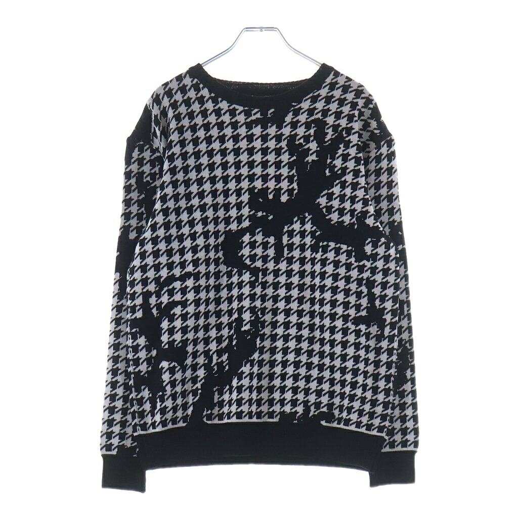 AKM(エーケーエム) サイズ:XL CASHWOOL CHIDORI CAMO CREW ウール 千鳥総柄 クルーネックセーター ニット ブラック K222【中古】【程度B】【カラーブラック】【オンライン限定商品】|ブランド買取・販売 BRING