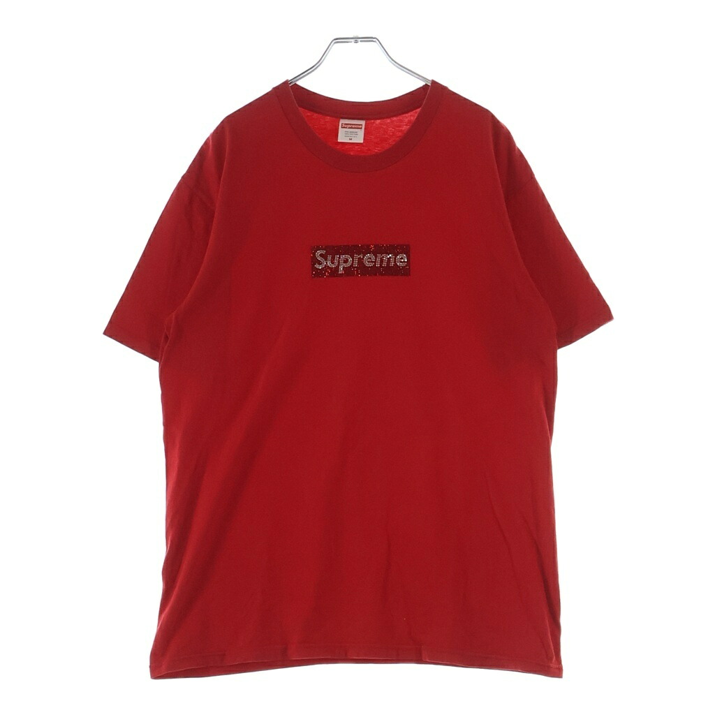 SUPREME(シュプリーム) サイズ:M 19SS &times;Swarovski 25th Anniversary Box Logo Tee スワロフスキー 25周年記念 ボックスロゴTシャツ 半袖クルーネックカットソー レッド【中古】【程度B】【カラーレッド】【取扱店舗渋谷】｜ブランド買取・販売　BRING