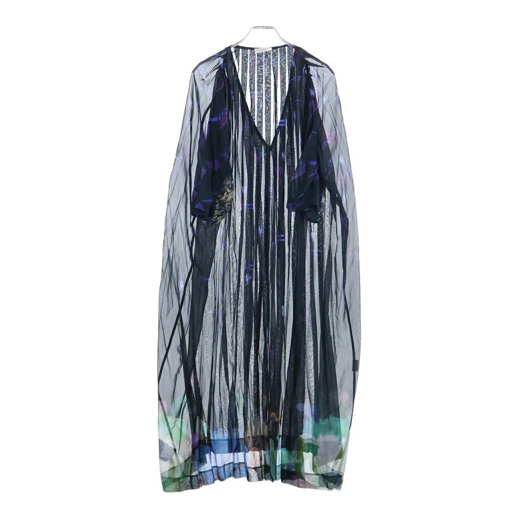 DRIES VAN NOTEN(ドリスヴァンノッテン) サイズ:38 花柄 シルク半袖ワンピース ドレス シースルー プリーツ ブラック【中古】【程度B】【カラーブラック】【オンライン限定商品】｜ブランド買取・販売　BRING