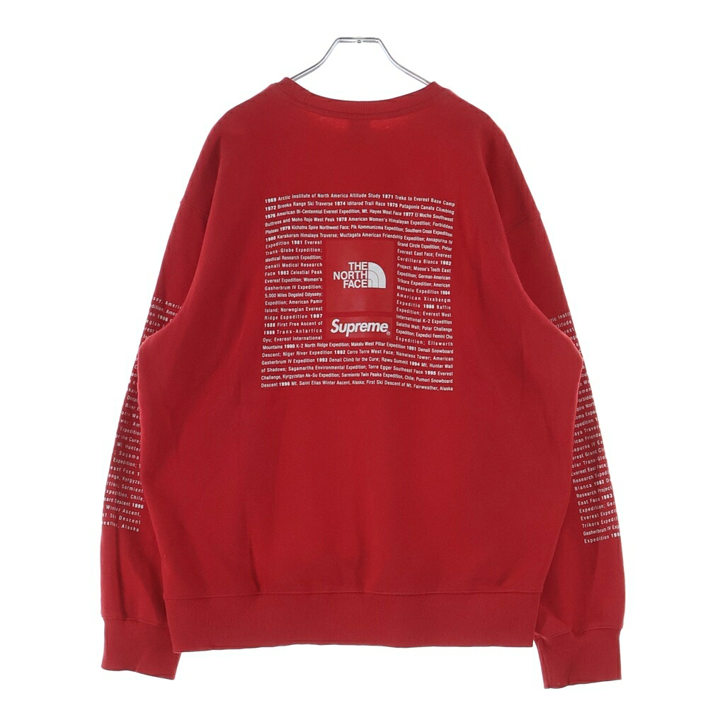 SUPREME(シュプリーム) サイズ:L ×THE NORTH FACE バックプリントクルーネック長袖スウェットトレーナー レッド NT024111【中古】【程度B】【カラーレッド】【取扱店舗BRING横浜ビブレ店】|ブランド買取・販売 BRING