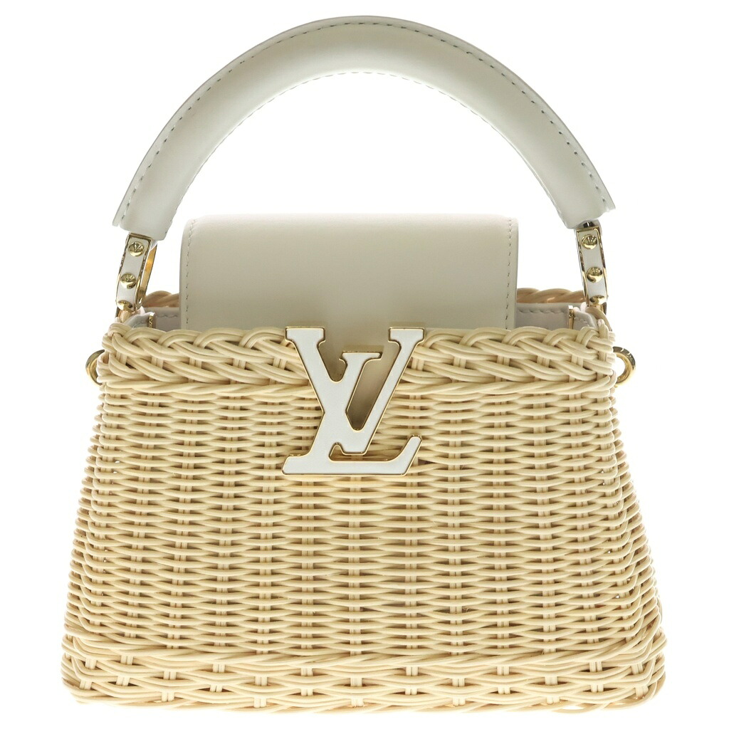 LOUIS VUITTON(ルイヴィトン) カプシーヌ ミニ ハンド ショルダーバッグ ラタン/カウハイドレザー スノー ホワイト/ベージュ M26004【中古】【程度A】【カラーベージュ】【取扱店舗BRING心斎橋店】｜ブランド買取・販売　BRING