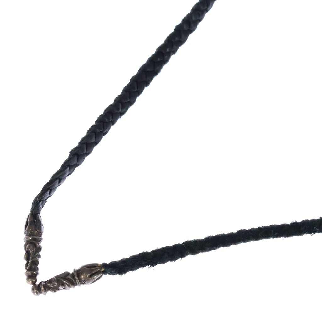 CHROME HEARTS(クロムハーツ) LEATHER BRAID SCROLL ネックレス レザーブレイドネックレス ブラック/シルバー BCA377【中古】【程度B】【カラーブラック】【取扱店舗原宿】｜ブランド買取・販売　BRING