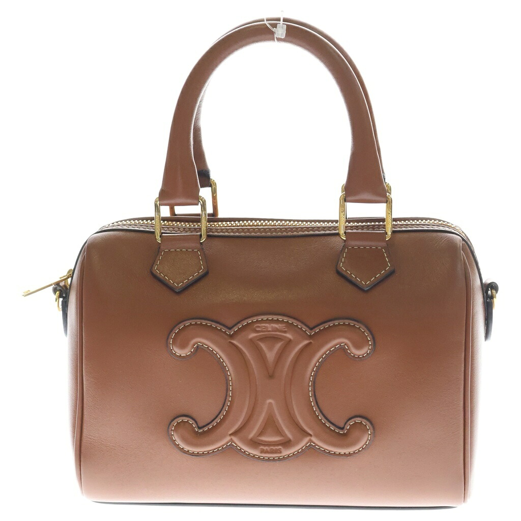 CELINE(セリーヌ) キュイル トリオンフ ボストン ショルダーバッグ レザー ブラウン 113773DU3【中古】【程度B】【カラーブラウン】【取扱店舗BRING心斎橋店】｜ブランド買取・販売　BRING