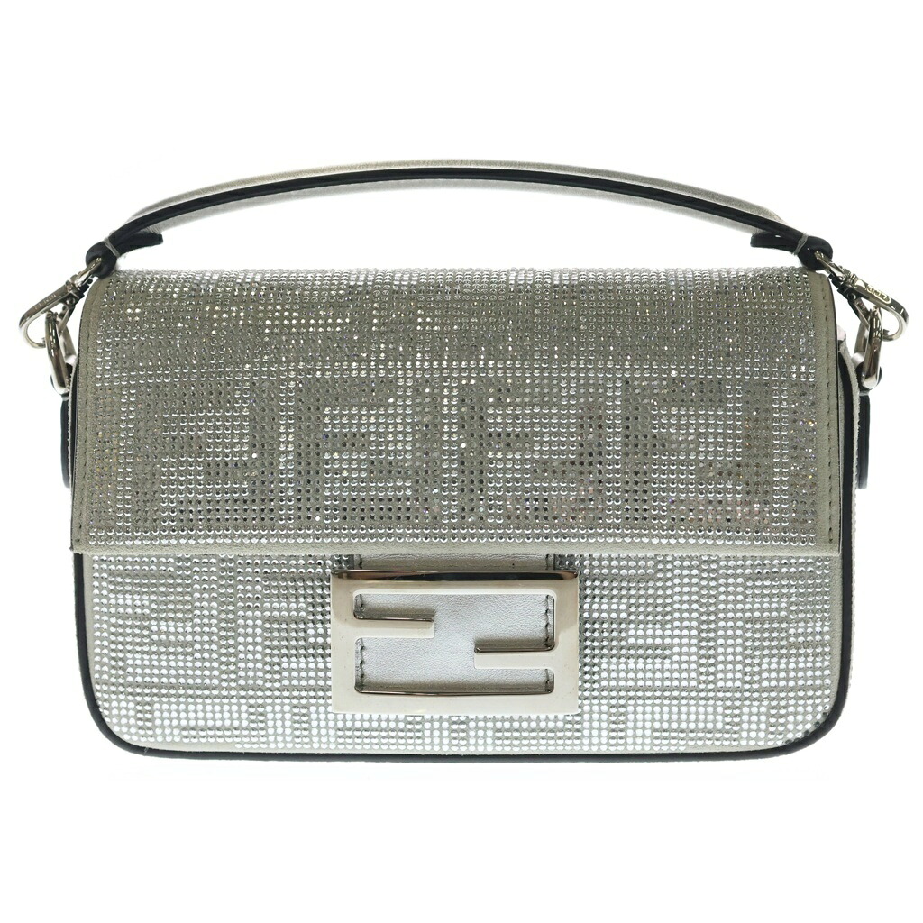 FENDI(フェンディ) マンマバケット ミニ クリスタル レザー 2WAY ハンドバッグ チェーンショルダーバッグ シルバー【中古】【程度A】【カラーシルバー】【取扱店舗BRING心斎橋店】｜ブランド買取・販売　BRING