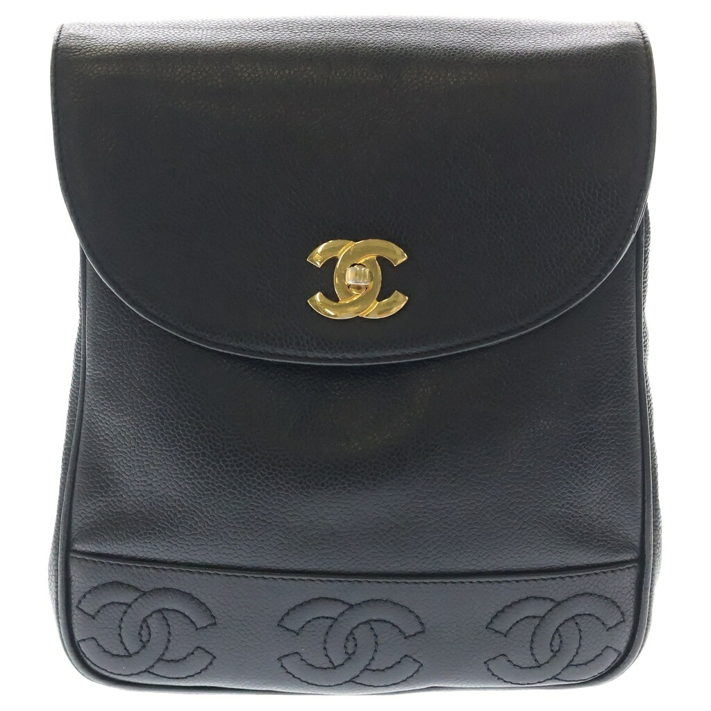 CHANEL(シャネル) トリプルココマーク キャビアスキン レザー バックパック リュックサック ブラック 4番台【中古】【程度B】【カラーブラック】【取扱店舗BRING心斎橋店】｜ブランド買取・販売　BRING