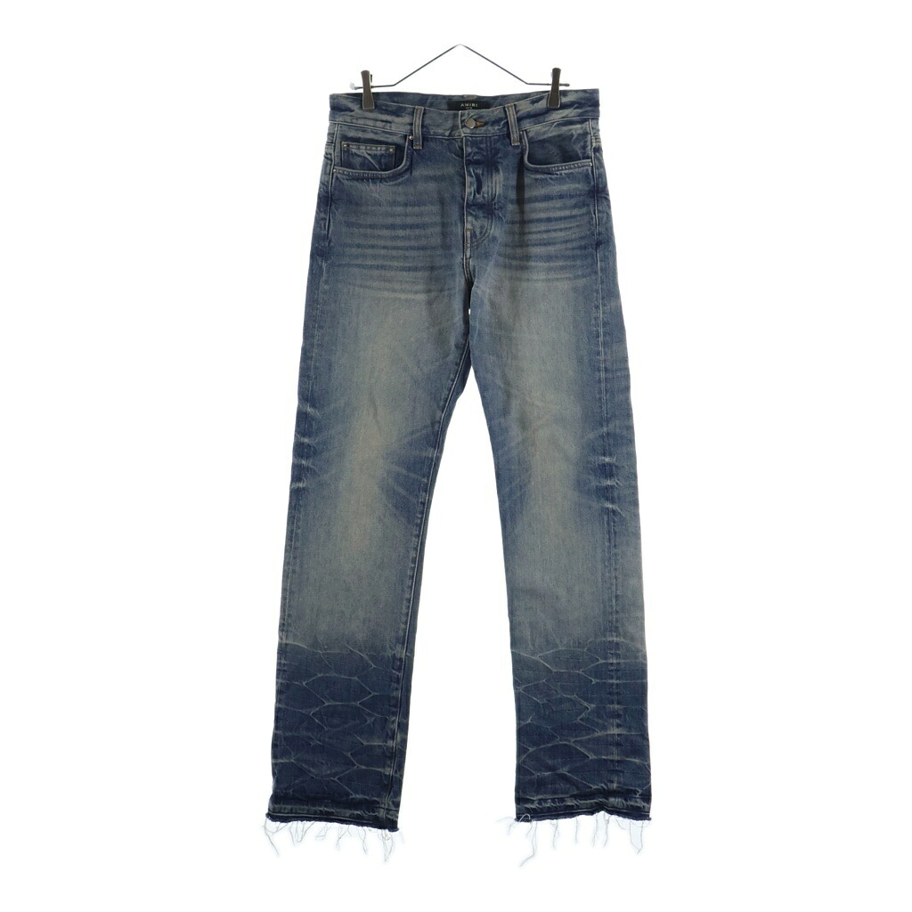 AMIRI(アミリ) サイズ:30 ダメージ加工 ブーツ加工 ウォッシュド ストレートデニムパンツ ジーンズ インディゴ SRPS24MDF022SMRBC00【中古】【程度B】【カラーブルー】【取扱店舗BRING THRIFT CLOSET 幕張店】|ブランド買取・販売 BRING