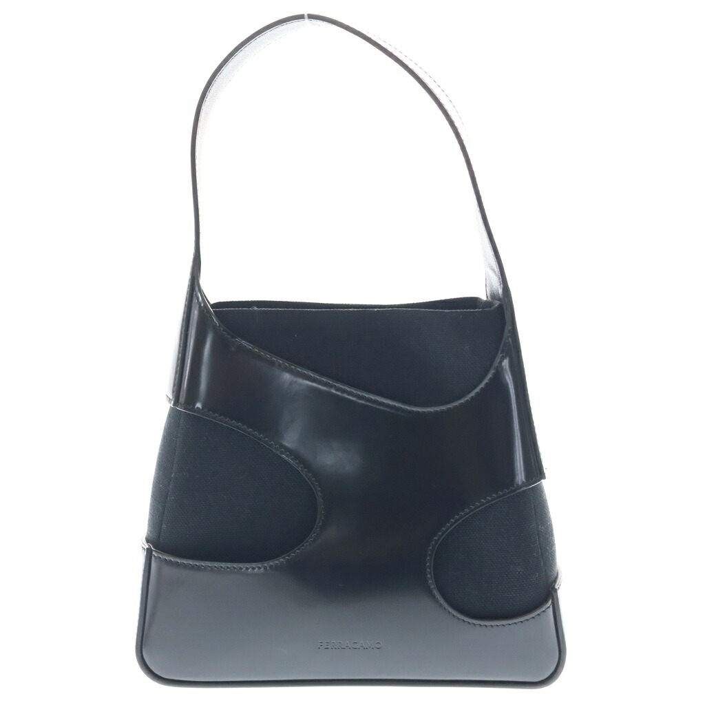 FERRAGAMO(フェラガモ) カットアウト レザー キャンバス ハンドバッグ ブラック【中古】【程度B】【カラーブラック】【取扱店舗BRING心斎橋店】｜ブランド買取・販売　BRING 30,566円