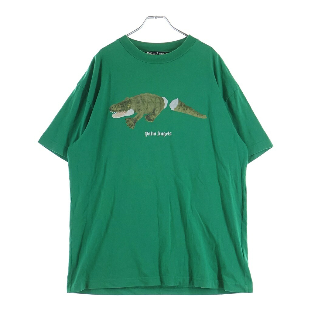 Palm Angels(パームエンジェルス) サイズ:XL 半袖Tシャツ カットソー 両面プリント クロコダイル ワニ ロゴ コットン グリーン PMAA001R21JER002【中古】【程度B】【カラーグリーン】【取扱店舗BRING THRIFT CLOSET あべの店】｜ブランド買取・販売　BRING