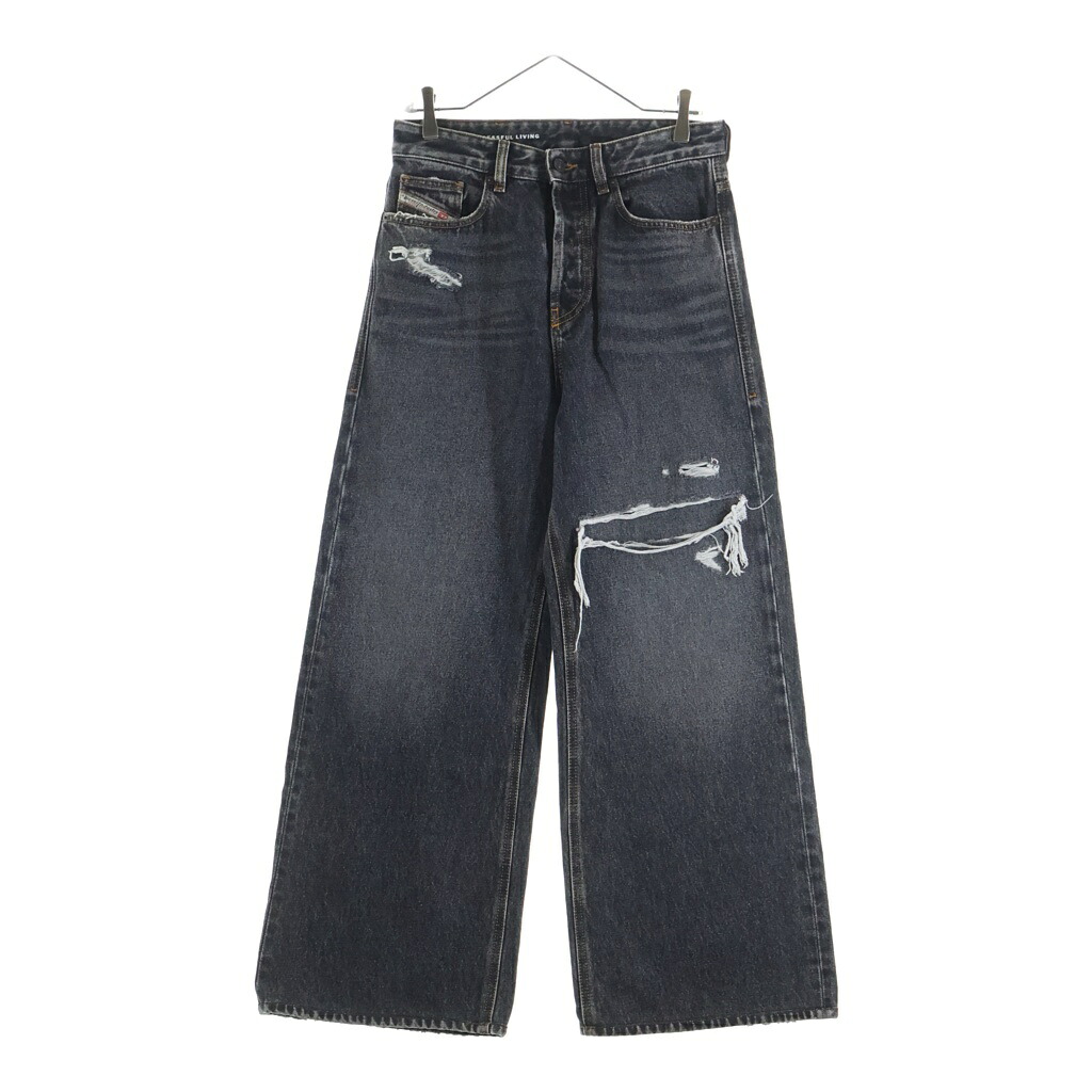DIESEL(ディーゼル) サイズ:W26 D-RISE ダメージ加工 デニム クラッシュ ワイドデニムパンツ インディゴ A0637【中古】【程度B】【カラーブルー】【取扱店舗BRING横浜ビブレ店】|ブランド買取・販売 BRING