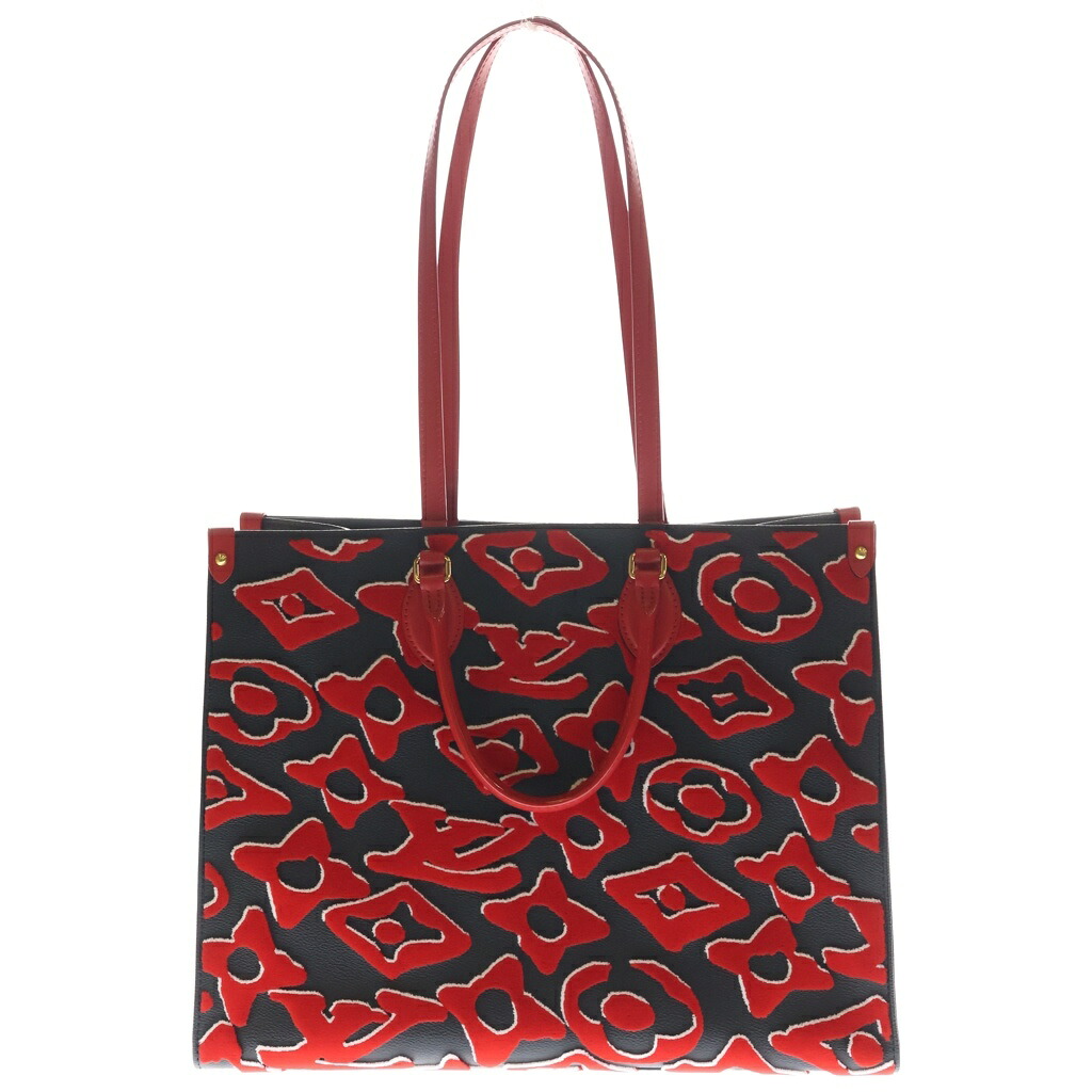 LOUIS VUITTON(ルイヴィトン) ウルス・フィッシャー モノグラム オンザゴーGM レザー タフテッド 2WAY ハンドバッグ トートバッグ ショルダーバッグ ブラック/レッド M45562【中古】【程度A】【カラーブラック】【取扱店舗BRING心斎橋店】｜ブランド買取・販売　BRING 183,700円