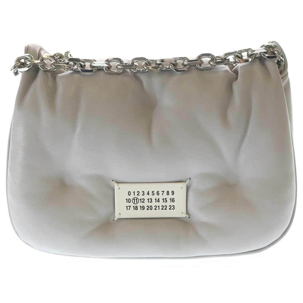 Maison Margiela(メゾンマルジェラ) サイズ:- グラムスラム フラップ スモール チェーンショルダーバッグ グレー レザー SB1WG0019 シルバー金具【中古】【程度A】【カラーグレー】【取扱店舗BRING仙台店】｜ブランド買取・販売　BRING