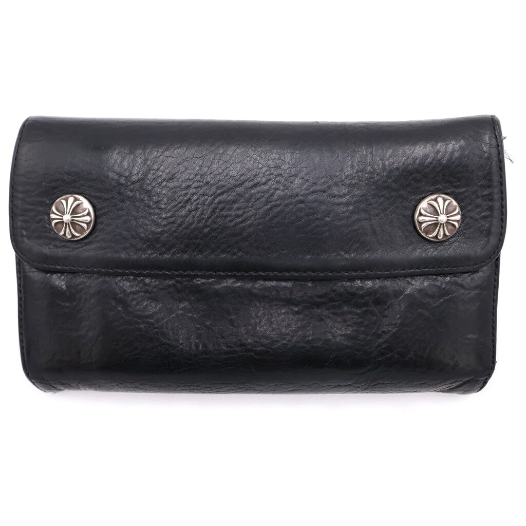 CHROME HEARTS(クロムハーツ) WAVE ウェーブ レザーウォレット 財布 ブラック【中古】【程度C】【カラーブラック】【取扱店舗BRINGアメリカ村店】｜ブランド買取・販売　BRING