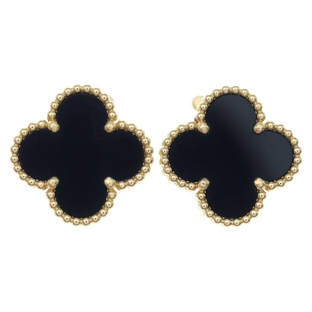 Van Cleef & Arpels(ヴァンクリーフアンドアーペル) ヴィンテージアルハンブラ オニキス Au750 K18YG ピアス イエローゴールド/ブラック VCARA44200【中古】【程度A】【カラーイエロー】【取扱店舗原宿】|ブランド買取・販売 BRING