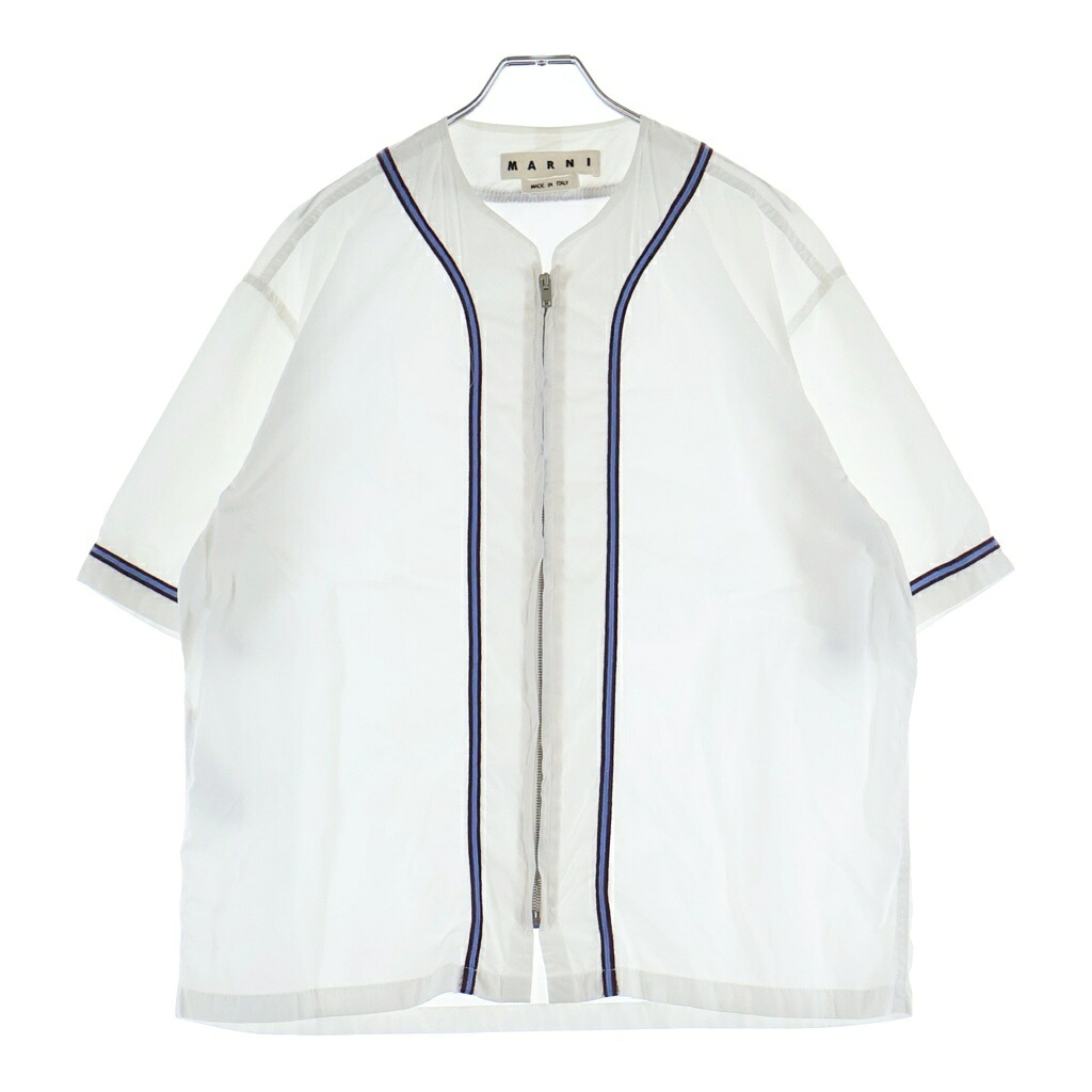 MARNI(マルニ) サイズ:48 19SS コットン ジップアップ ベースボール 半袖シャツ ホワイト CUMU0045X0【中古】【程度B】【カラーホワイト】【取扱店舗BRING横浜ビブレ店】｜ブランド買取・販売　BRING