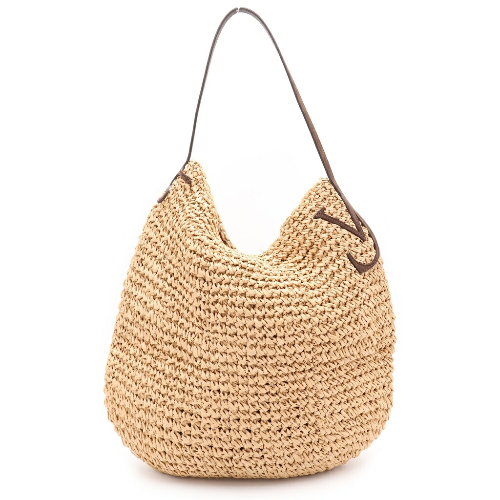 J.W.ANDERSON(ジェー ダブリュー アンダーソン) サイズ:XL 26SS BULB XL SUEDE-TRIMMED RAFFIA BUCKET BAG スエード ラフィアハンドクロシェ バケットバッグ ベージュ/ブラウン【中古】【程度A】【カラーベージュ】【取扱店舗渋谷】|ブランド買取・販売 BRING