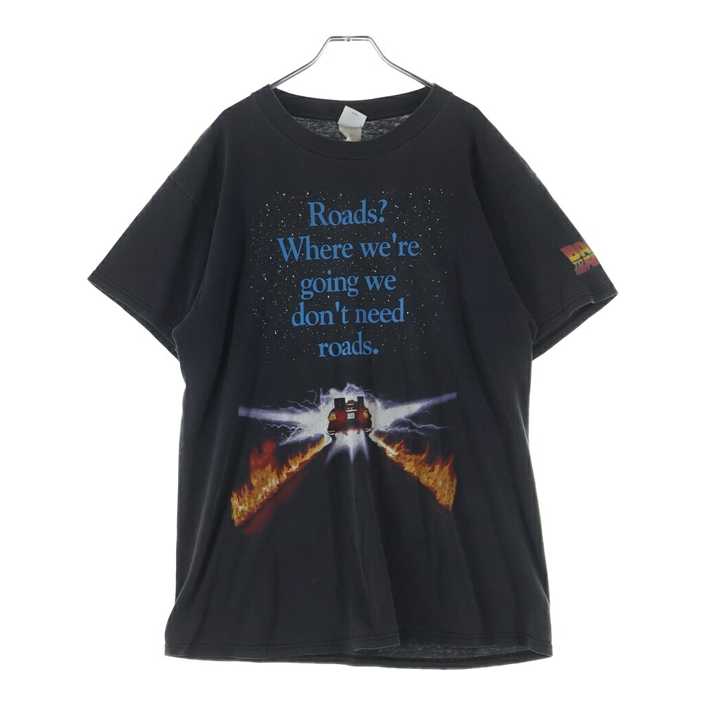 VINTAGE(ヴィンテージ) サイズ:L 90S VINTAGE BACK TO THE FUTURE ROADS? MOVIE PROMO TEE ヴィンテージ バックトゥザフューチャー プロモーション フロントプリントTシャツ 半袖カットソー【中古】【程度B】【カラーブラック】【取扱店舗AWESOME高円寺店】｜ブランド買取・販売　BRING