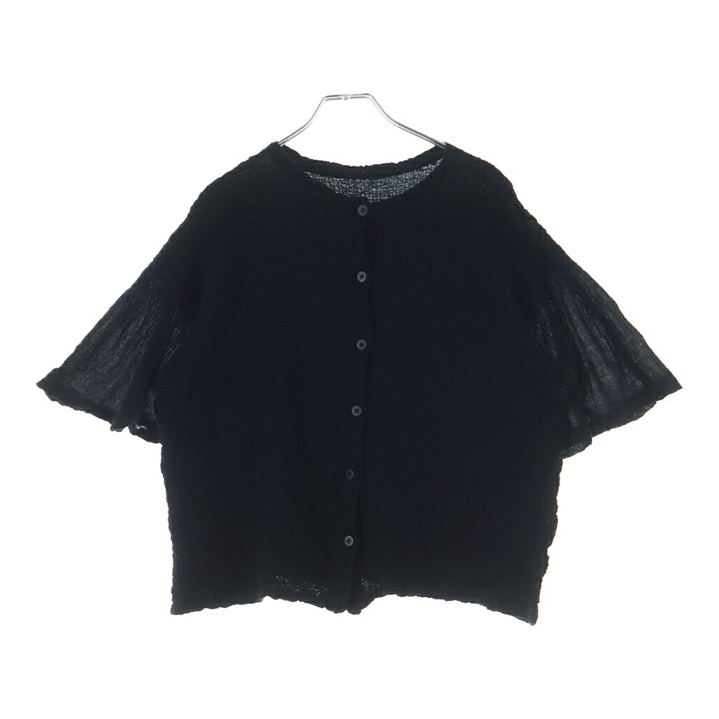 NO BRAND(ノーブランド) サイズ:OS me ISEY MIYAKE(ミーイッセイミヤケ) 26SS SHEER CAULIFLOWER カリフラワー シワ加工 半袖カーディガン レディース ブラック MI62FO902【中古】【程度B】【カラーブラック】【取扱店舗BRING有楽町マルイ店】｜ブランド買取・販売　BRING