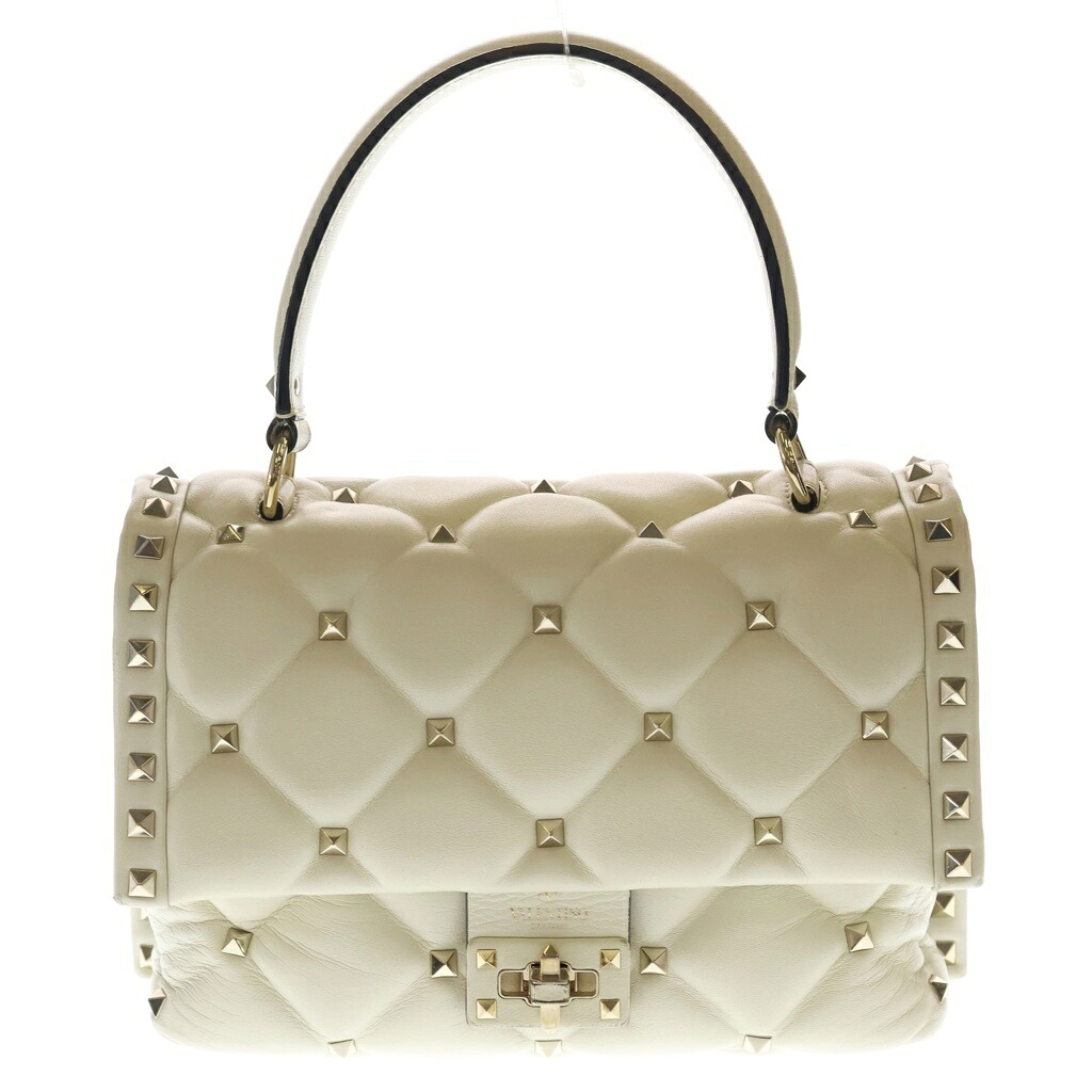 VALENTINO(ヴァレンティノ) キャンディスタッズ キルティング ショルダーバッグ 2WAY アイボリー レザー RW2B55NAP ゴールド金具【中古】【程度B】【カラーベージュ】【取扱店舗BRING WASTE_NOT】|ブランド買取・販売 BRING