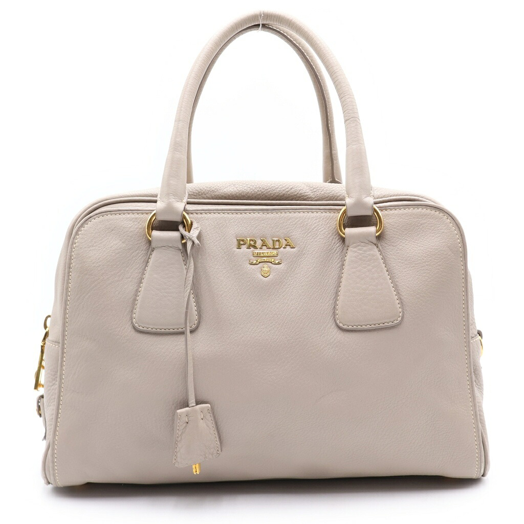 PRADA(プラダ) ヴィッテロダイノ ハンドバッグ グレー レザー 1BB108 カギ2・カデナ・クロ【中古】【程度B】【カラーグレー】【取扱店舗BRING札幌店】|ブランド買取・販売 BRING