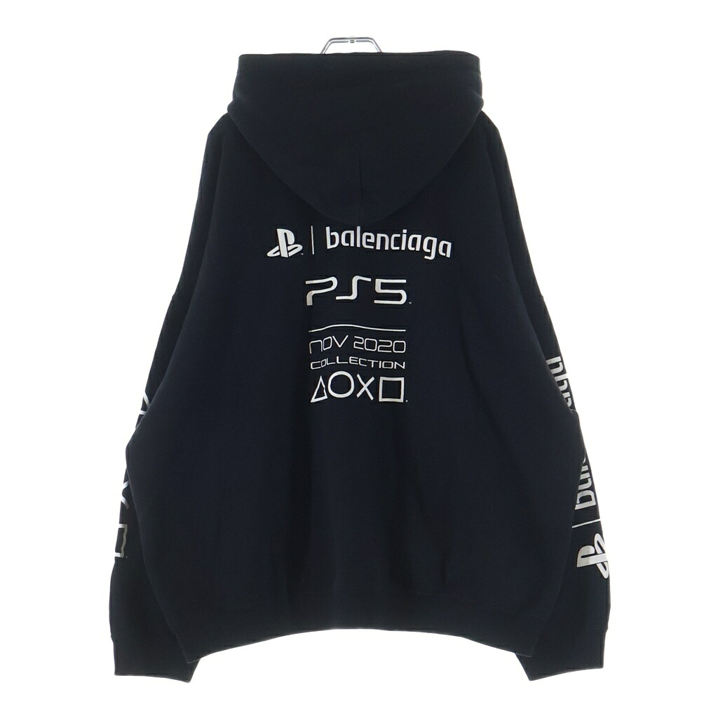 BALENCIAGA(バレンシアガ) サイズ:XS 21AW Playstation Boxy Hoodie 651799 TKVF4 プレイステーションボクシー プルオーバーパーカー フーディ ブラック【中古】【程度B】【カラーブラック】【取扱店舗BRING札幌店】｜ブランド買取・販売　BRING