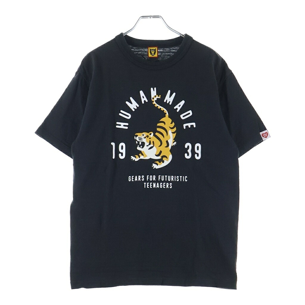 HUMAN MADE(ヒューマンメイド) サイズ:M タイガー フロントプリント クルーネック半袖Tシャツ ショートスリーブカットソー ブラック【中古】【程度B】【カラーブラック】【取扱店舗BRING梅田茶屋町店】｜ブランド買取・販売　BRING