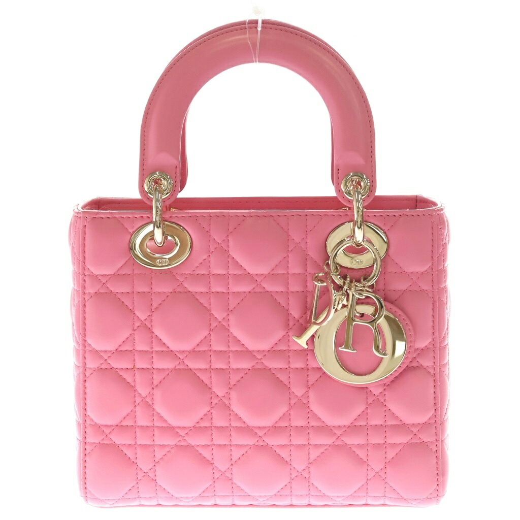 Christian Dior(クリスチャンディオール) サイズ:- マイレディディオール カナージュ スモール 2WAYハンドバッグ ショルダーバッグ ピンク レザー ゴールド金具【中古】【程度A】【カラーピンク】【取扱店舗BRING：RED新宿東口店】｜ブランド買取・販売　BRING