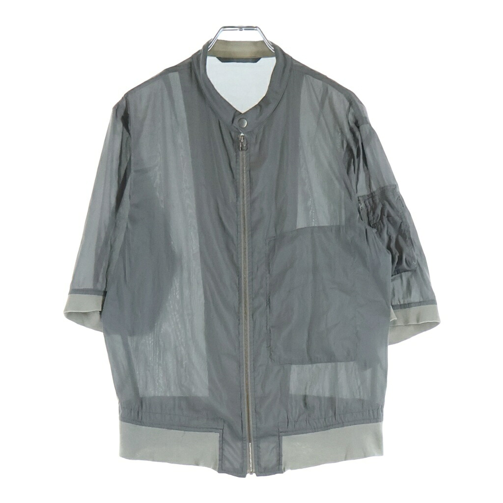 HELMUT LANG(ヘルムートラング) サイズ:S ポリエステル シアー フルジップアップ 半袖シャツ グレー 17-1204131【中古】【程度B】【カラーグレー】【取扱店舗BRING THRIFT CLOSET あべの店】|ブランド買取・販売 BRING