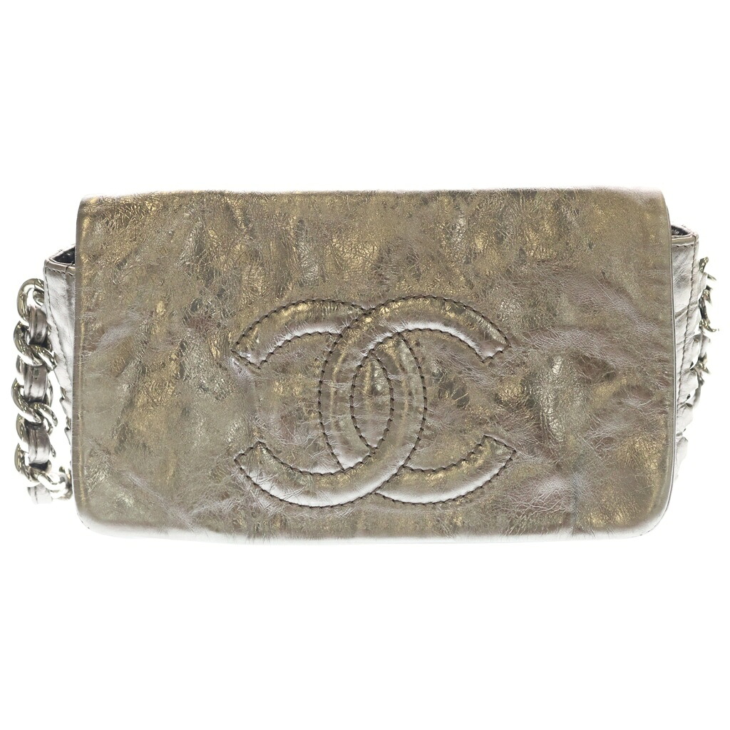 CHANEL(シャネル) ココマーク フルフラップ レザー シルバー金具 チェーンショルダーバッグ ハンドバッグ メタリックシルバー【中古】【程度B】【カラーシルバー】【取扱店舗渋谷】｜ブランド買取・販売　BRING