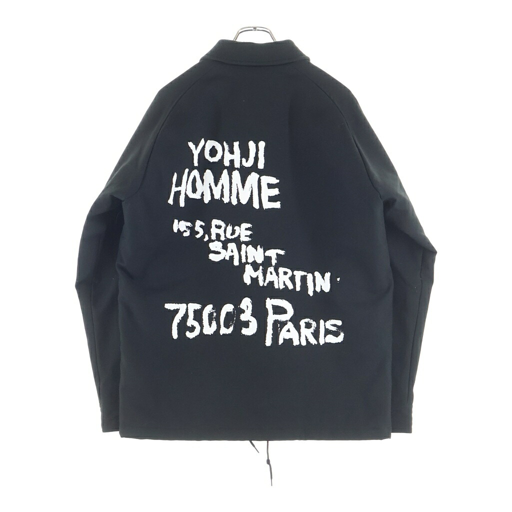 Yohji Yamamoto POUR HOMME(ヨウジヤマモト プールオム) サイズ:5 22AW &times;NEW ERA WOOL COACH JACKET ニューエラ ロゴプリント ウール コーチジャケット ブラック HE-Y90-513【中古】【程度B】【カラーブラック】【取扱店舗BRINGアメリカ村店】｜ブランド買取・販売　BRING