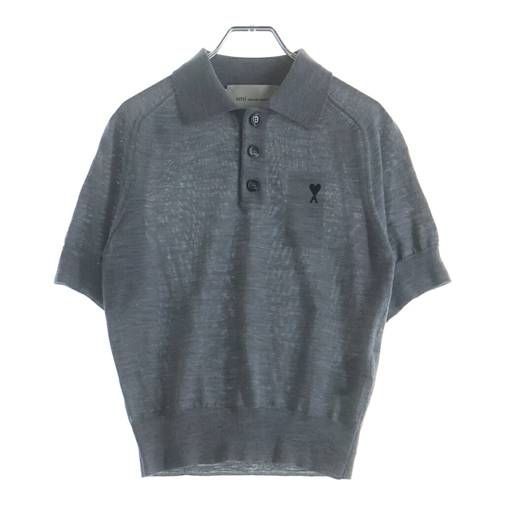 ami paris(アミパリス) サイズ:S ハートAロゴ 半袖ポロシャツ ウール FPL439.KN0039【中古】【程度B】【カラーグレー】【取扱店舗BRING大宮店】｜ブランド買取・販売　BRING