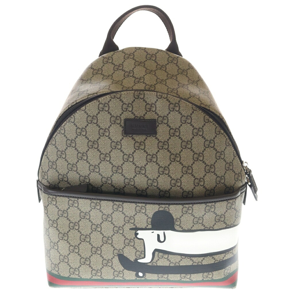 GUCCI(グッチ) サイズ:- GGスプリーム チルドレンズドッグ レザー バックパック リュックサック ベージュ 782708【新古品/中古】【程度S】【カラーベージュ】【取扱店舗渋谷】|ブランド買取・販売 BRING