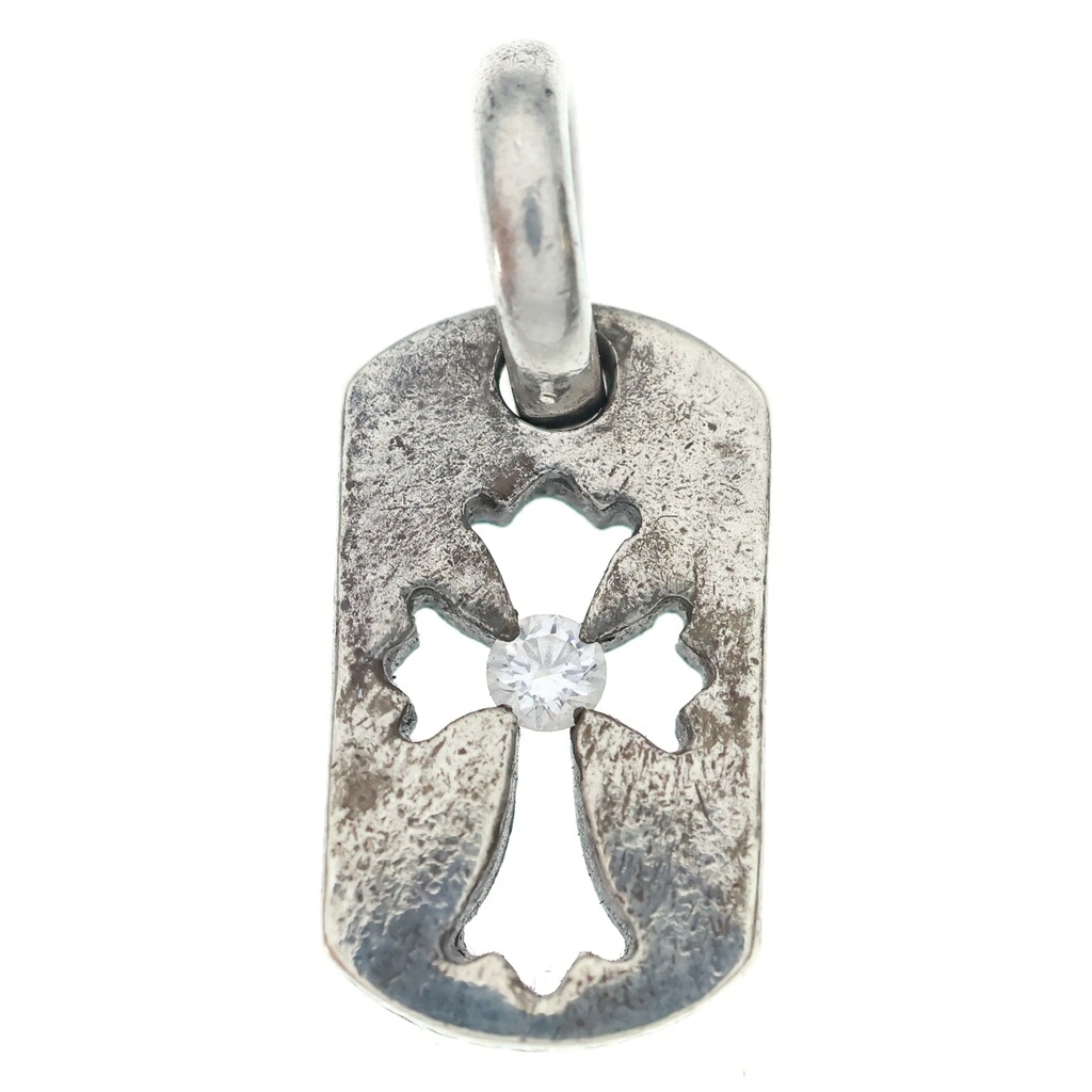 CHROME HEARTS(クロムハーツ) DT TNY CO CRS 1DIA タイニーカットアウトクロスドッグタグ 1ダイヤ チャーム ネックレストップ シルバー BCA410【中古】【程度B】【カラーシルバー】【取扱店舗BRING福岡天神店】|ブランド買取・販売 BRING