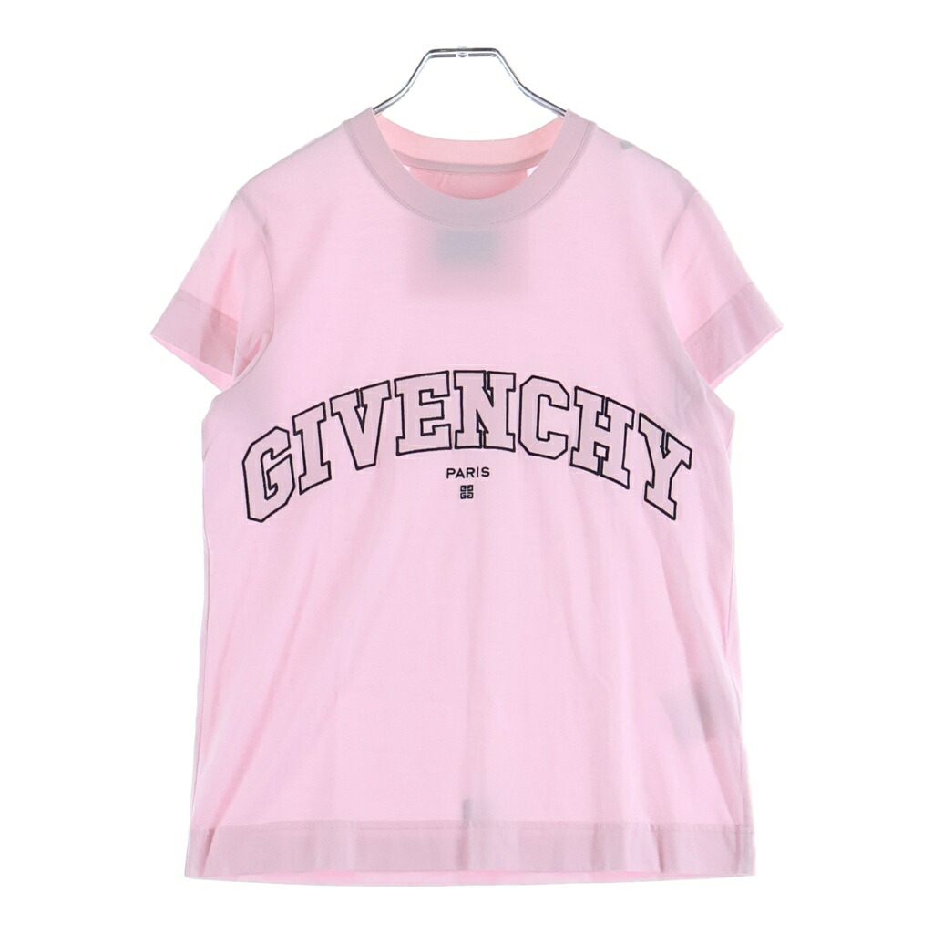 GIVENCHY(ジバンシィ) サイズ:XS フロントロゴ刺繍 半袖トップス Tシャツ カットソー コットン ピンク BW707Y3ZAG レディース【中古】【程度B】【カラーピンク】【オンライン限定商品】|ブランド買取・販売 BRING