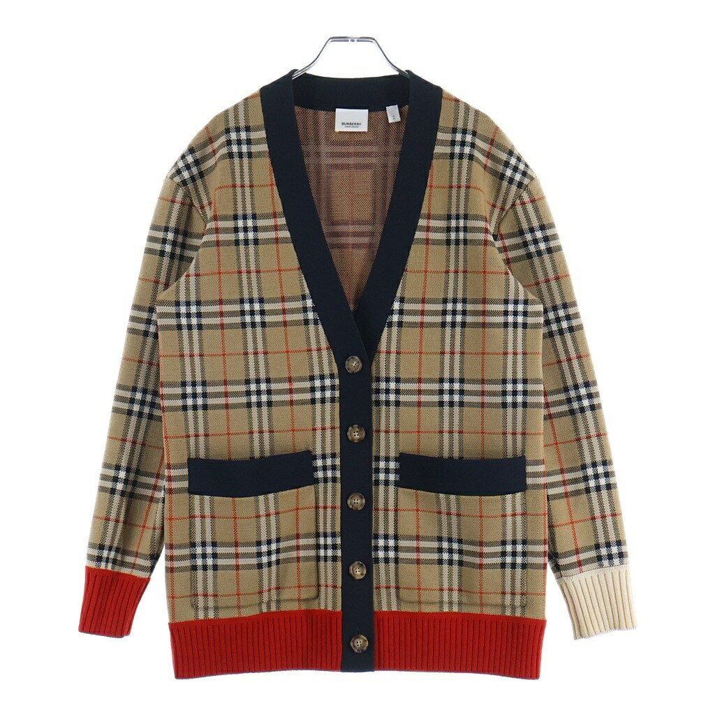 BURBERRY(バーバリー) サイズ:S ノバチェック ウール ニット カーディガン ブラウン 8024076【中古】【程度B】【カラーブラウン】【オンライン限定商品】|ブランド買取・販売 BRING